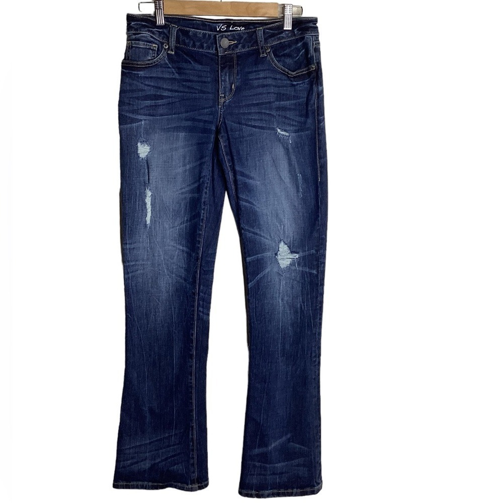 VS Love Women's Blue Distressed Bootcut Jeans Size 8
